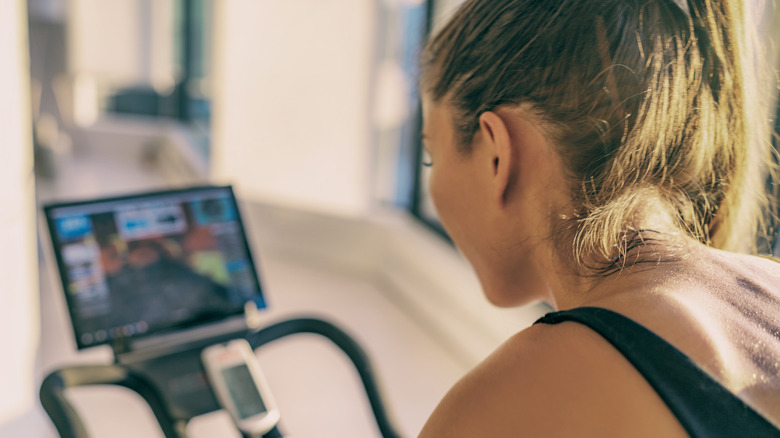 Person on exercise bike