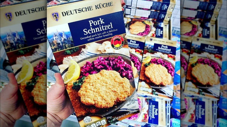 A box of Deutsche Küche brand pork schnitzel