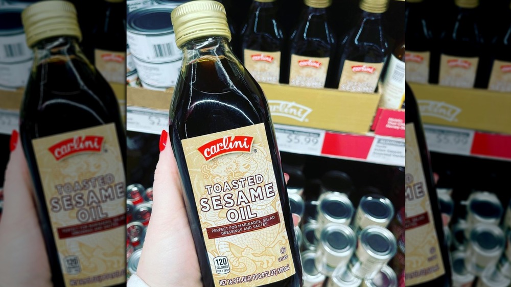 Bottle of Aldi toasted sesame oil