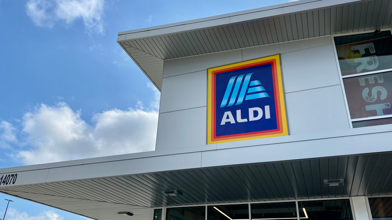 Exterior of Aldi on sunny day