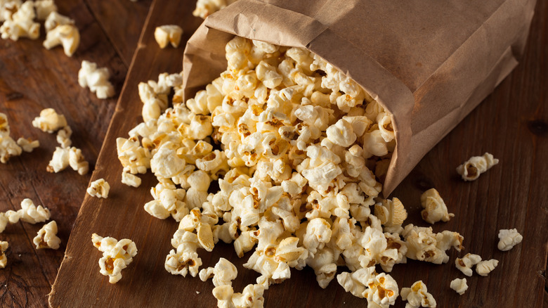 Kettle corn in a paper bag