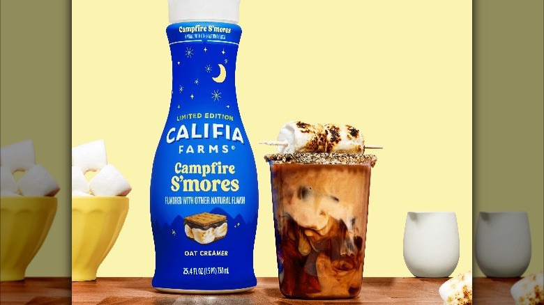 califia farms s'mores oat creamer with coffee beverage