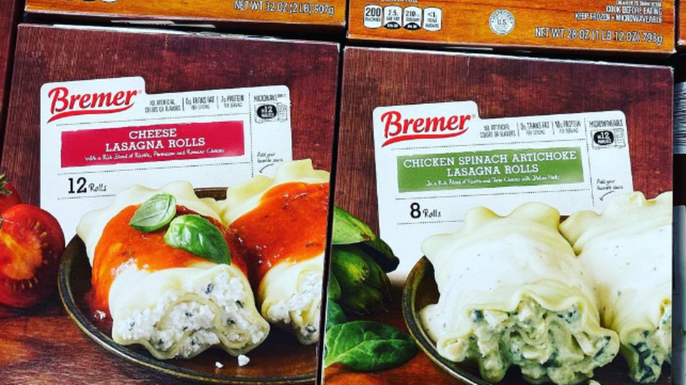 Aldi's frozen cheese and chicken spinach artichoke lasagna rolls