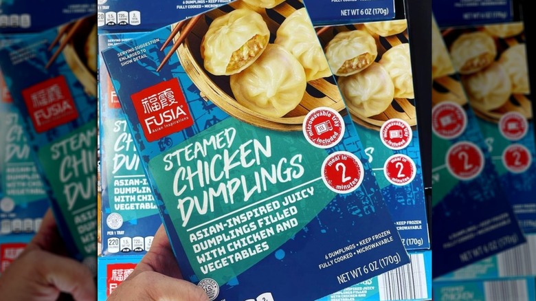 Box of frozen chicken dumplings