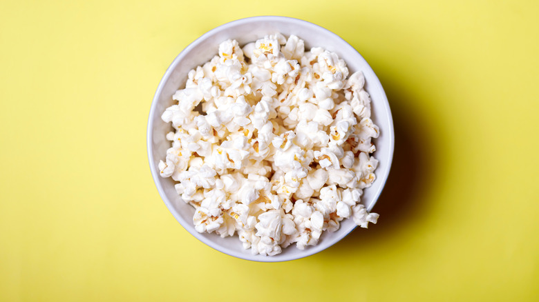 Popcorn in a white bowl