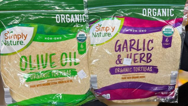 Aldi olive oil and garlic & herb organic tortillas