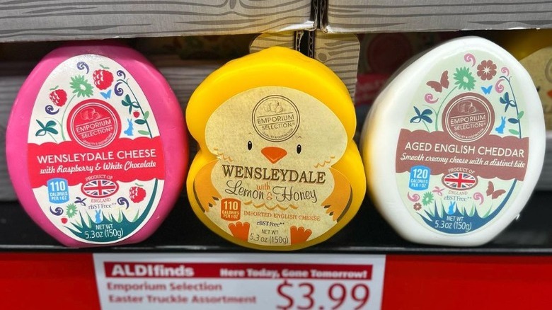 Aldi Easter cheeses on shelf