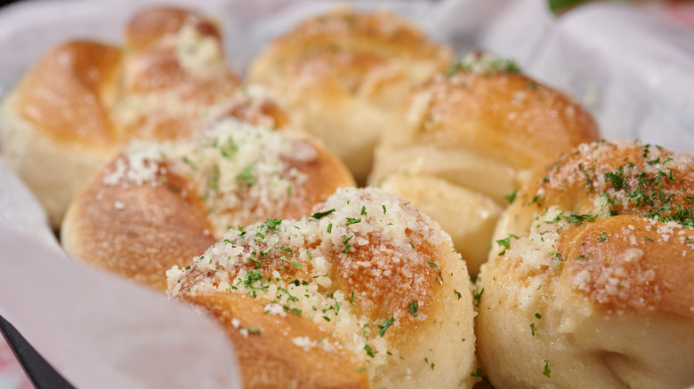 Garlic knots in basket