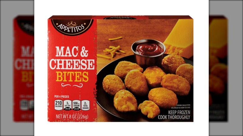Package of frozen mac and cheese bites