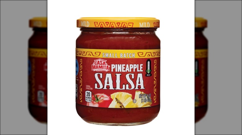 Jar of pineapple salsa