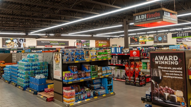 food shelves inside an Aldi store