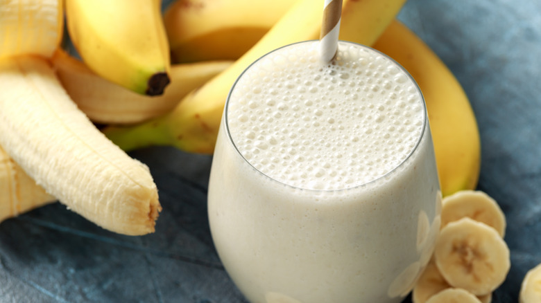 Banana milk in a glass