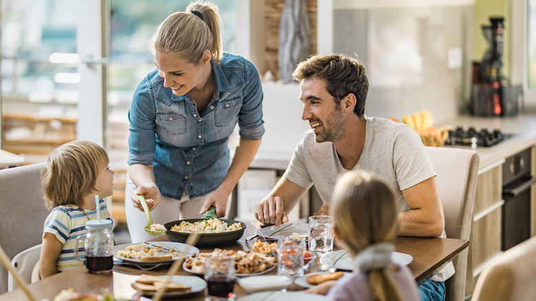 family eating dinner