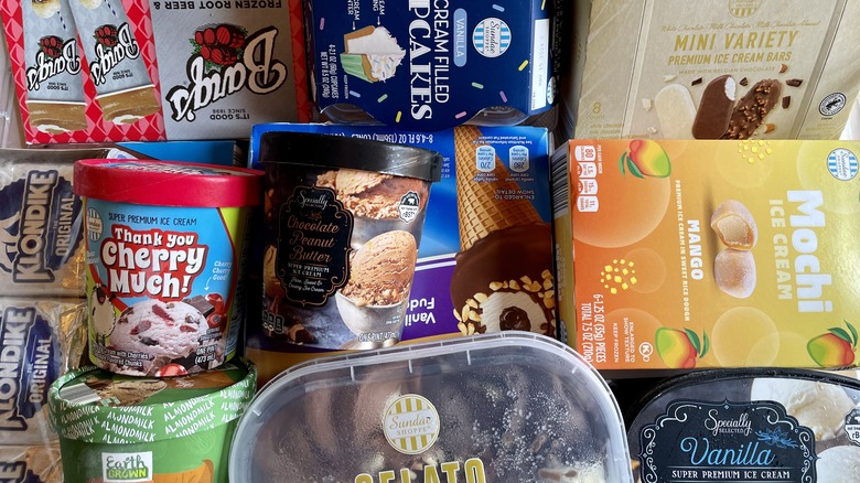 Aldi ice cream products layered