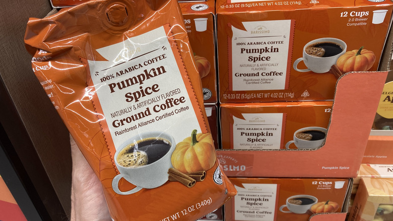 packages of Aldi pumpkin spice coffee