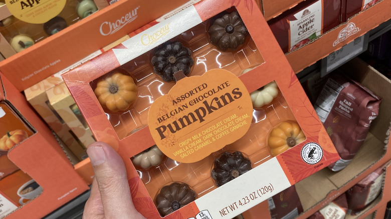 box of Aldi chocolate pumpkin candies