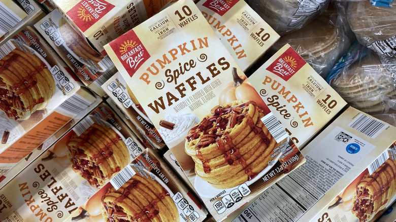 freezer display of pumpkin spice waffles