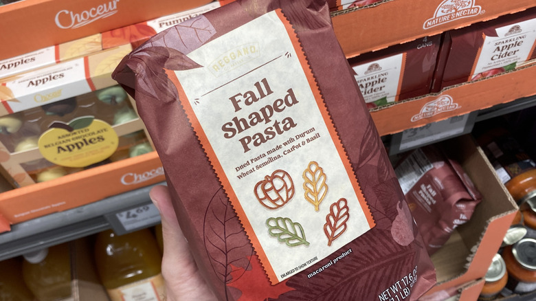 bag of Aldi pumpkin shaped pasta