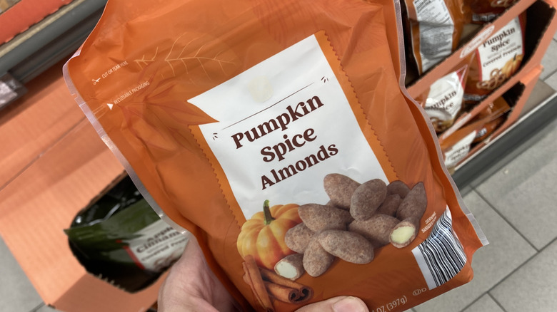 package of Aldi pumpkin spice almonds