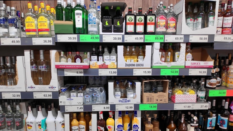 Liquor selection inside European Aldi.