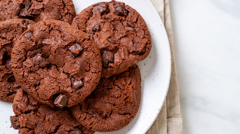 soft chocolate cookies on plate