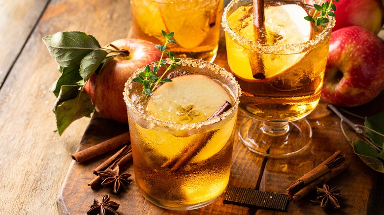 Apple cider cocktail with sugar rim