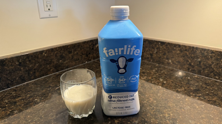 Fairlife ultra-filtered milk on the countertop