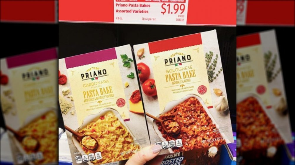 Boxes of Aldi's Priano pasta bakes