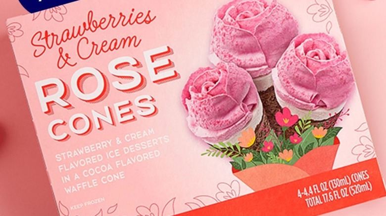 Aldi's Strawberries and Cream Rose ice cream cones