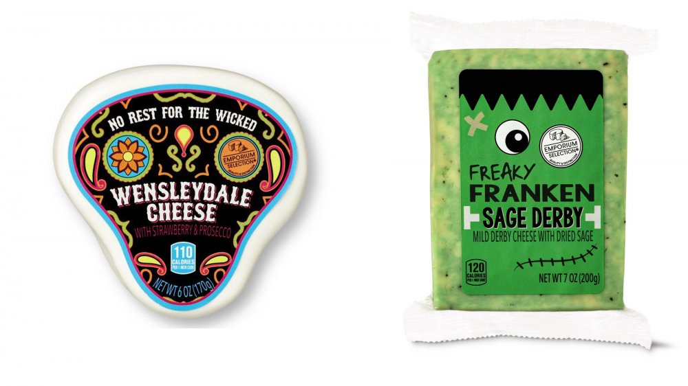 Aldi Emporium Selection Halloween Cheese Assortment No Rest for the Wicked Wensleydale and Freaky Franken Sage Derby