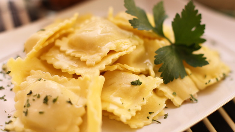 A plate of ravioli