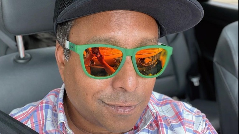 Ali Khan sporting orange sunglasses