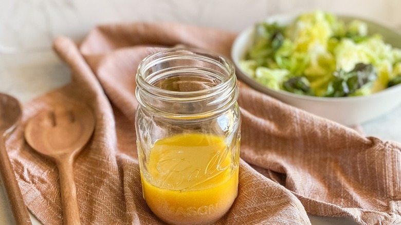 red wine vinaigrette in jar