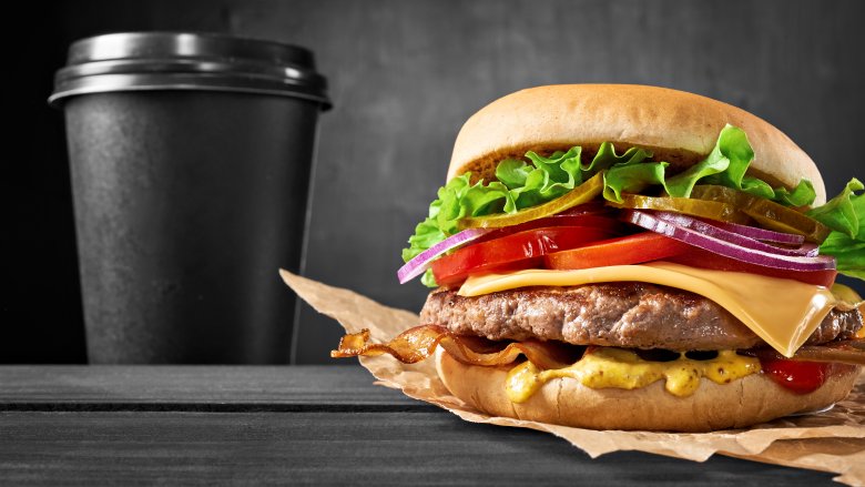 cheeseburger and coffee
