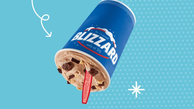 Dairy Queen Blizzard upside down on blue background
