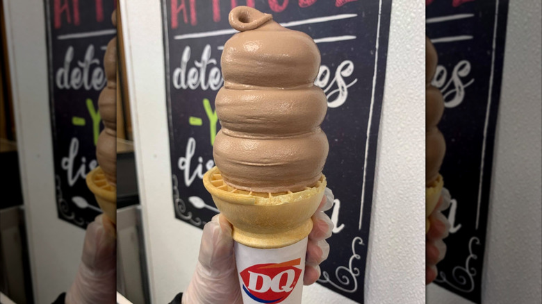 Close-up of Dairy Queen chocolate soft serve
