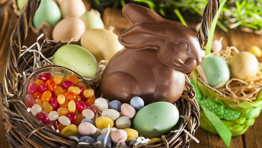 Easter basket filled with candy