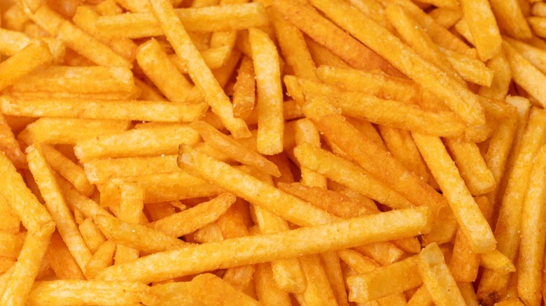 Close-up of large pile of French fries