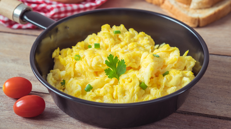 scrambled eggs in pan