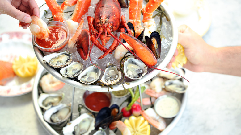 Seafood tower on ice 