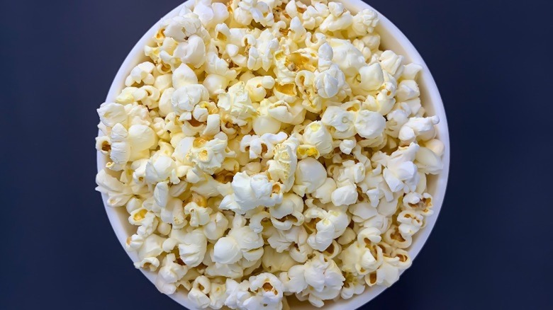 Top view of bucket of popcorn