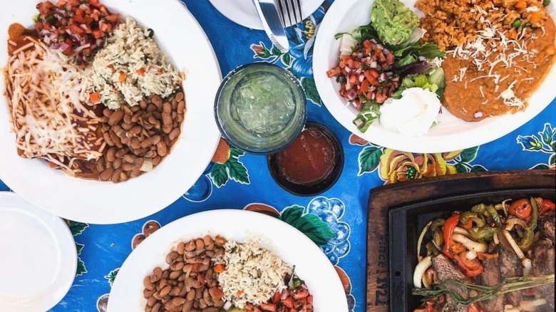 Spread of food at El Charro Cafe