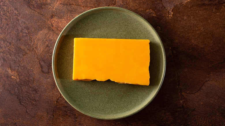 Block of cheddar cheese