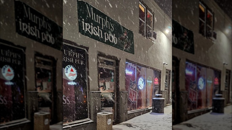 Murph's Irish Pub bar on a snowy night
