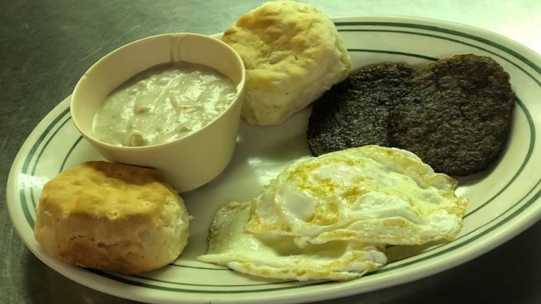 biscuits and gravy sausage patties eggs