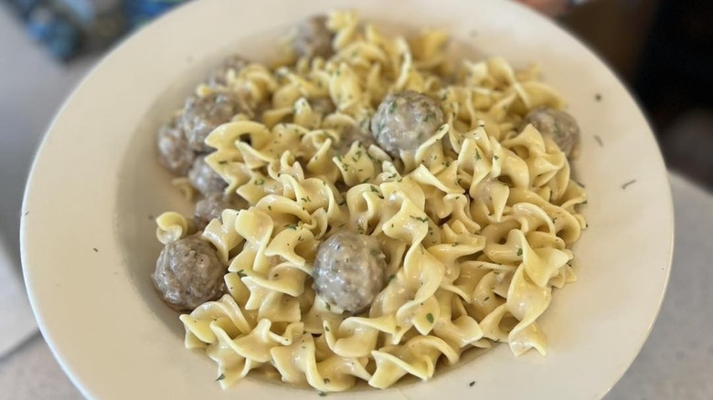 Swedish meatballs and gravy over egg noodles at Cindy's Diner & Restaurant