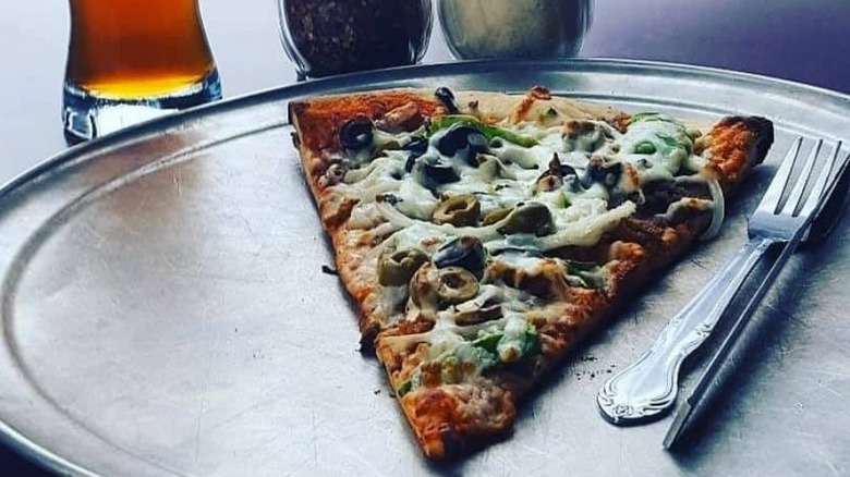 Slice of pizza at Vino's