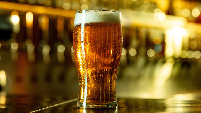 Pint of beer at a bar