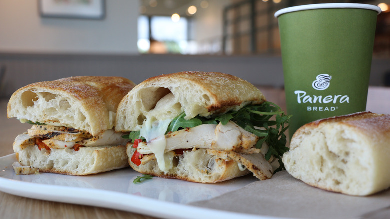 Sandwiches and a drink from Panera Bread