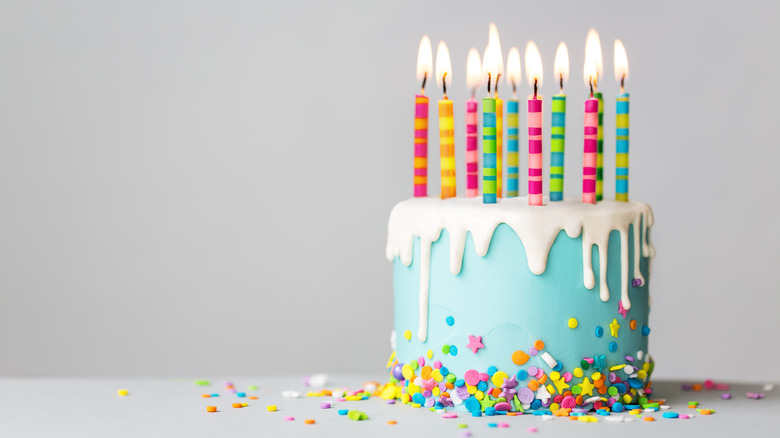 A birthday cake with candles